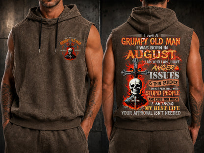 AUGUST - GRUMPY OLD MAN - FULLY PRINTED HOODED VEST - A09-805 - PERFECT GIFT FOR MEN DTSM08 (SKU2607-07-08)