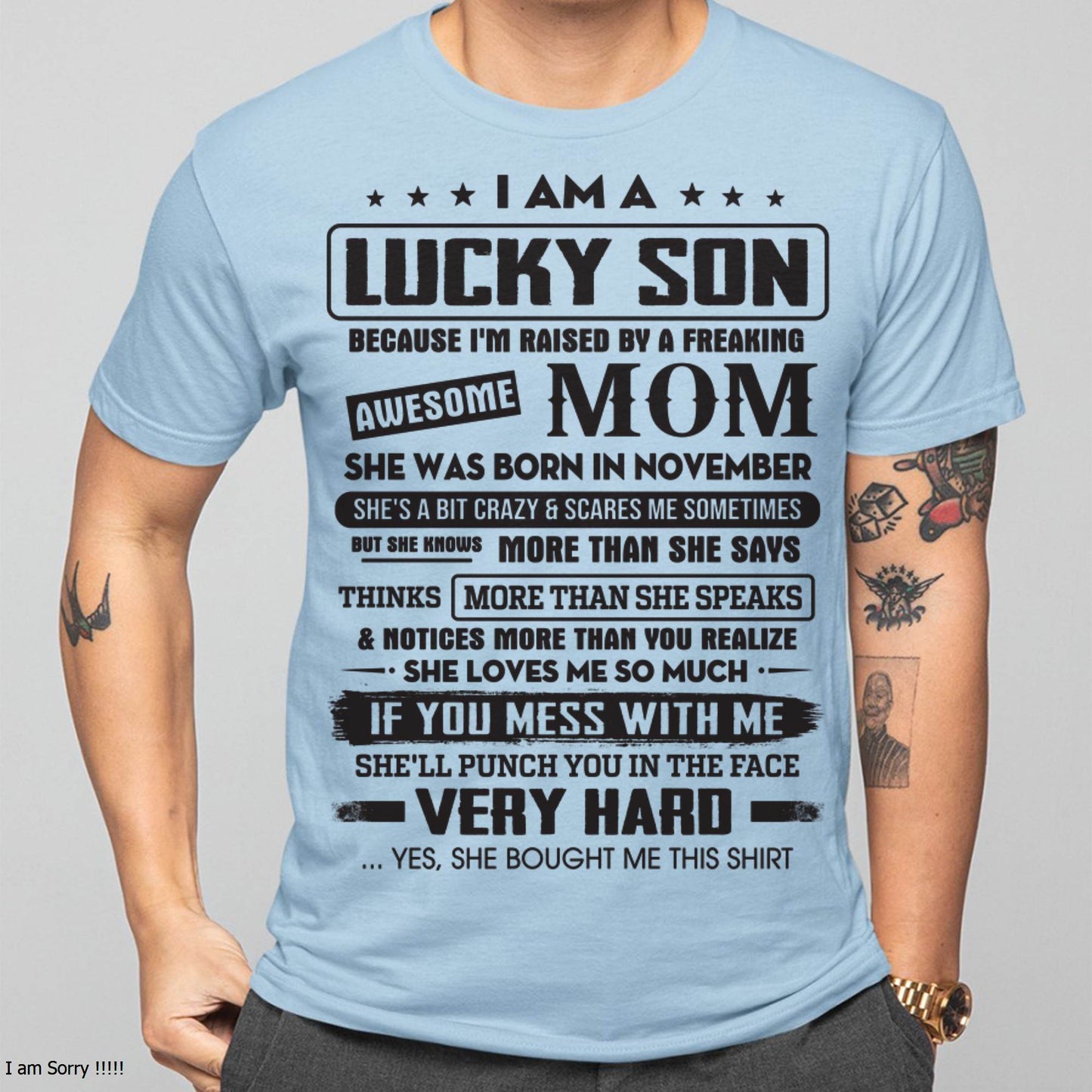 November - Lucky Son of Awesome Mom - Perfect Gift For Your Son From Mom - DTSM11 (SKU08-52-11)