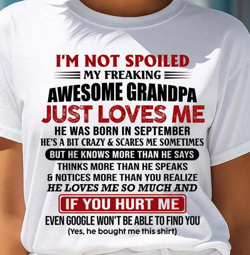SEPTEMBER - AWESOME GRANDPA LOVES ME - GIFT FOR GRANDDAUGHTER FROM GRANDPA - DTSM09 (SKU09-127-09)
