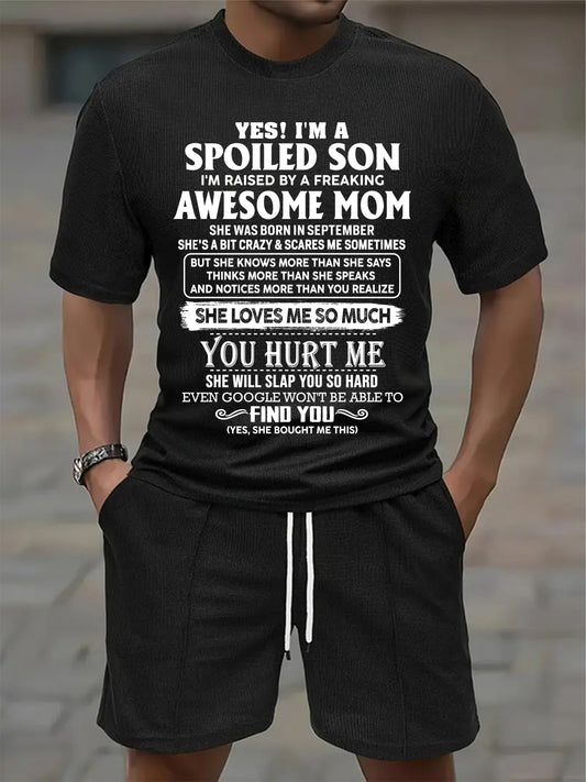 SEPTEMBER - SPOILED SON OF AWESOME MOM - WAFFLE CASUAL SUIT - M13 - PERFECT GIFT FROM MOM - DTSM09 (SKU2607-73-09)