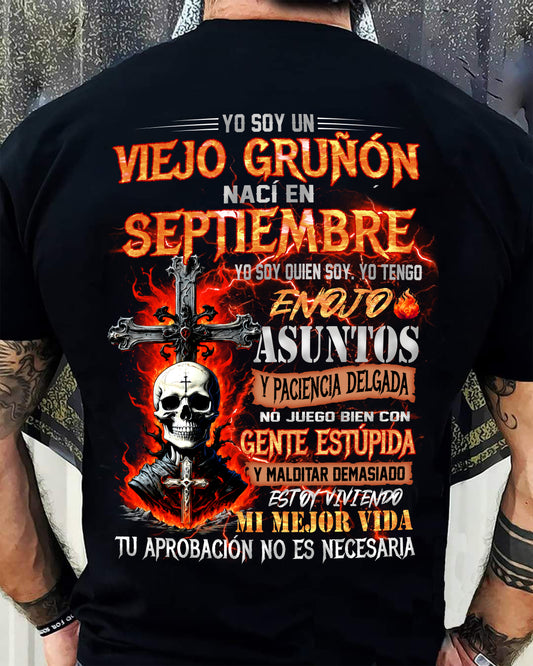 Septiembre - Viejo Gruñón - Camiseta Divertida de Calavera con Problemas de Ira - Regalo Perfecto Para Ti - DTSM09 (SKU26T-01203-09)