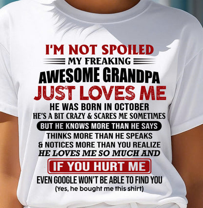 OCTOBER - AWESOME GRANDPA LOVES ME - GIFT FOR GRANDDAUGHTER FROM GRANDPA - DTSM10 (SKU09-127-10)