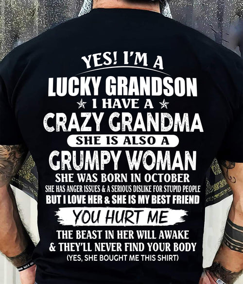 OCTOBER - LUCKY GRANDSON OF CRAZY GRANDMA - PERFECT GIFT FROM GRANDMA - DTSM10 (SKU2607-03-10)