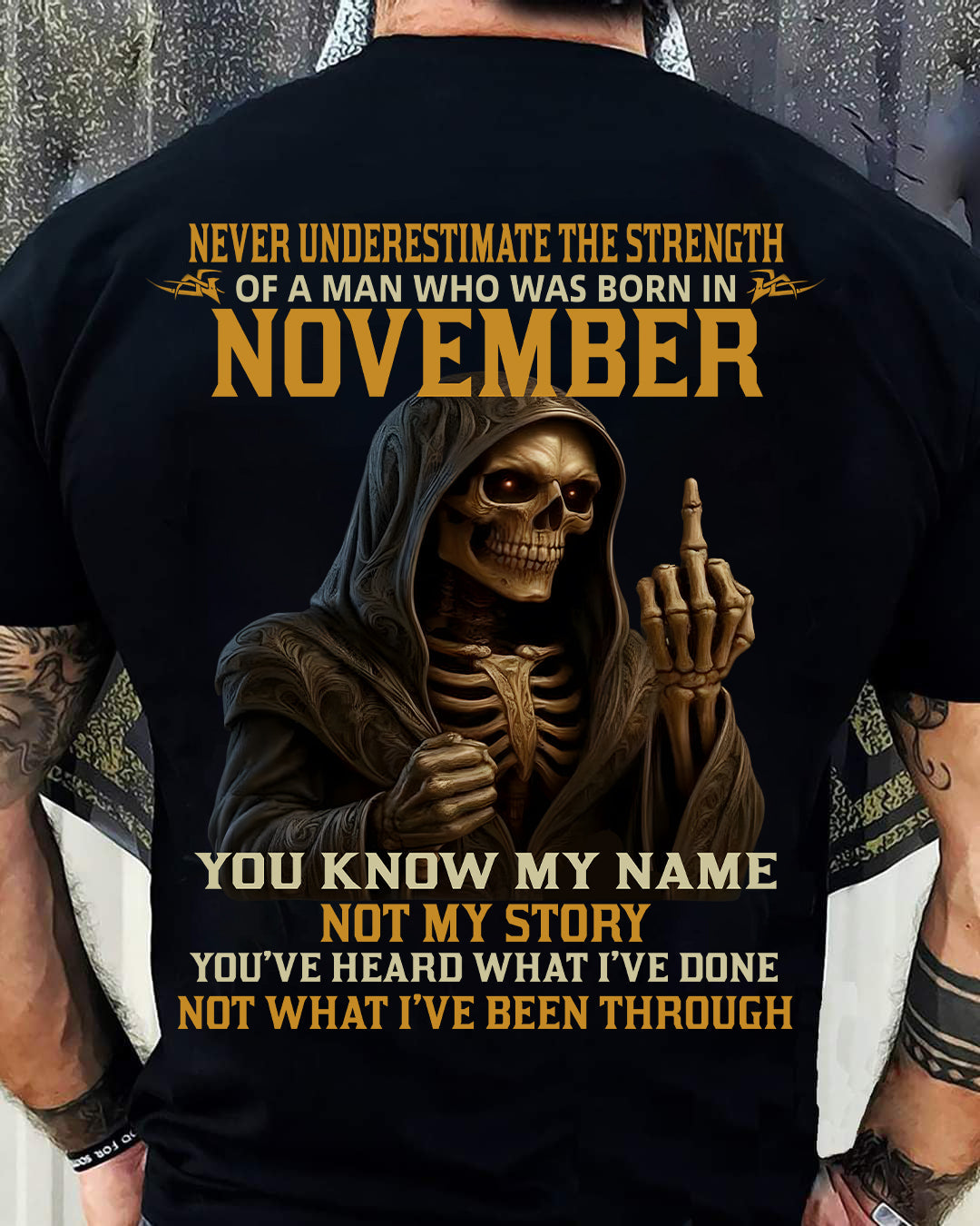 NOVEMBER - NEVER UNDERESTIMATE - BIRTHDAY T-SHIRT FOR MEN - DTSM11 (SKU26T-01-06-11)