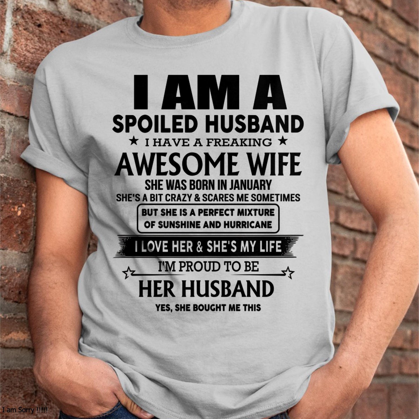 Lucky Man, Awesome Wife - Perfect T-Shirt From Wife DTSM01 (SKU-HUS-TS-01)