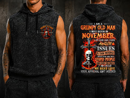 NOVEMBER - GRUMPY OLD MAN - FULLY PRINTED HOODED VEST - A09-805 - PERFECT GIFT FOR MEN DTSM11 (SKU2607-07-11)