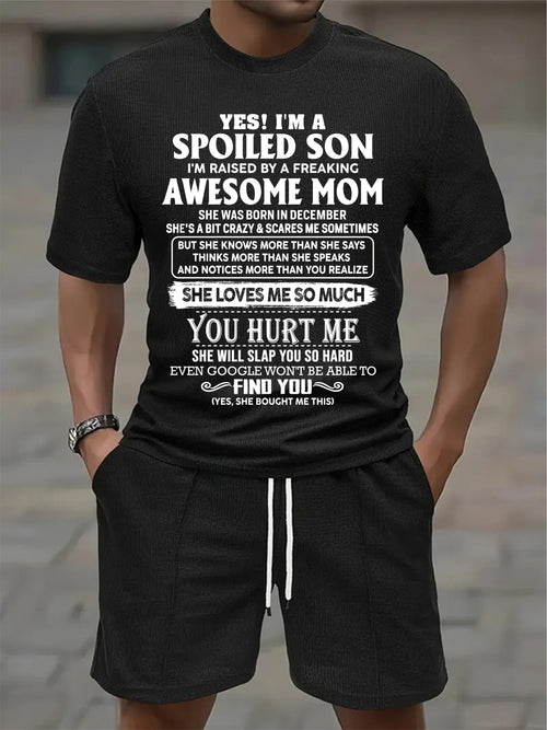 DECEMBER - SPOILED SON OF AWESOME MOM - WAFFLE CASUAL SUIT - M13 - PERFECT GIFT FROM MOM - DTSM12 (SKU2607-73-12)