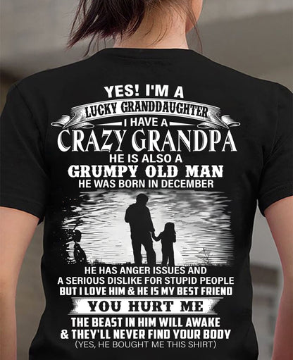 DECEMBER - LUCKY GRANDDAUGHTER OF CRAZY GRANDPA - PERFECT GIFT FOR YOUR GRANDDAUGHTER FROM GRANDPA - DTSM12 (SKU2604-77-12)