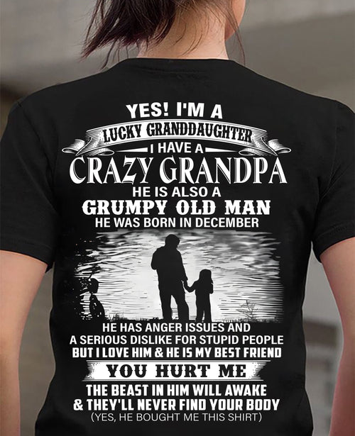 DECEMBER - LUCKY GRANDDAUGHTER OF CRAZY GRANDPA - PERFECT GIFT FOR YOUR GRANDDAUGHTER FROM GRANDPA - DTSM12 (SKU2604-77-12)
