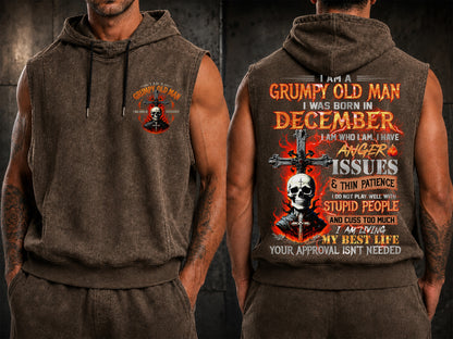DECEMBER - GRUMPY OLD MAN - FULLY PRINTED HOODED VEST - A09-805 - PERFECT GIFT FOR MEN DTSM12 (SKU2607-07-12)