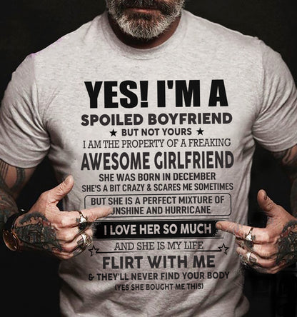 Spoiled Boyfriend of A December Queen - Perfect T-Shirt For Your BoyFriend DTSM12 (SKU-07-117-12)