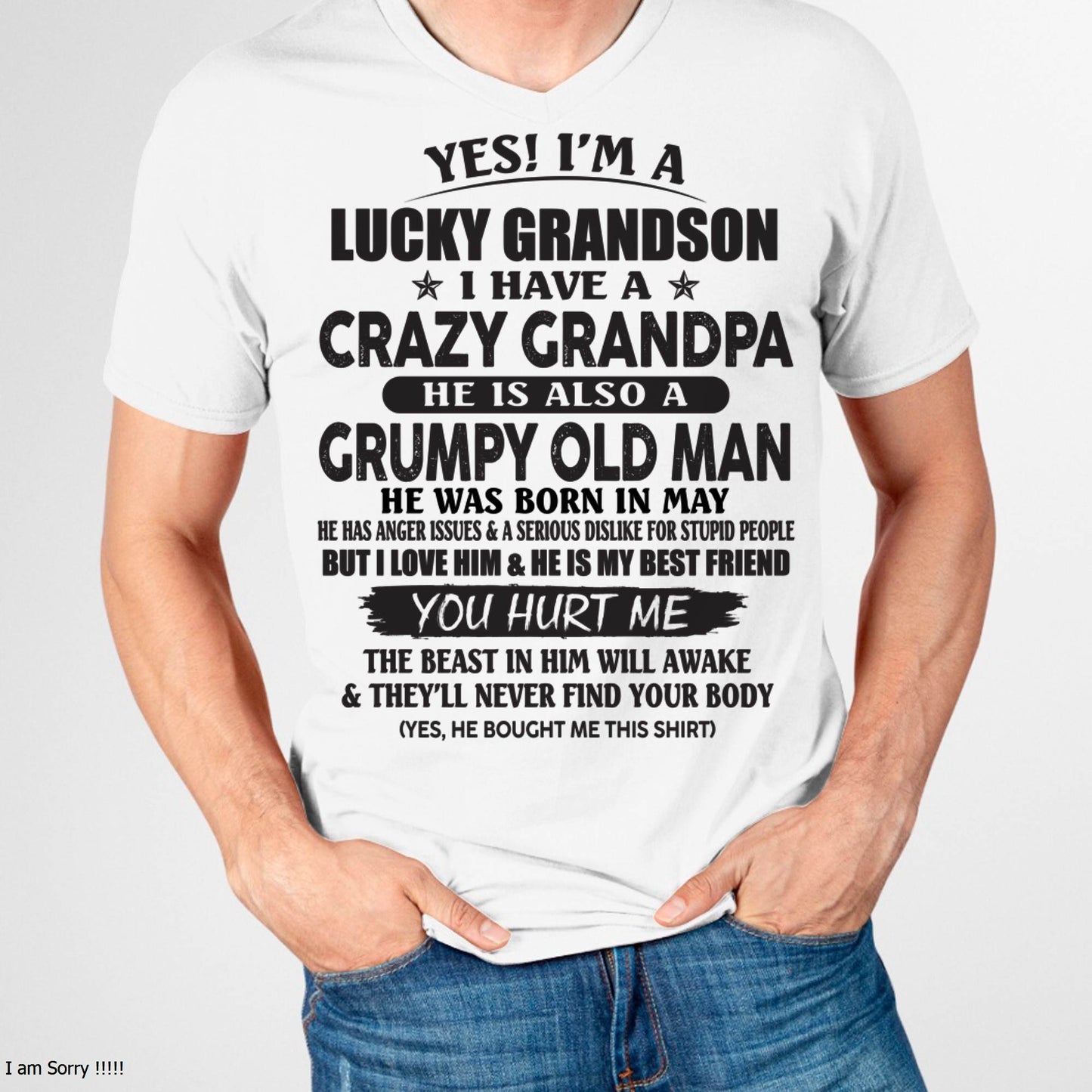 MAY - LUCKY GRANDSON OF CRAZY GRANDPA -  PERFECT GIFT FROM GRANDPA - DTSM05 (SKU12-145-05)