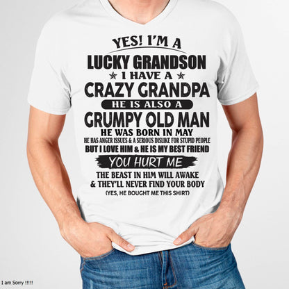 MAY - LUCKY GRANDSON OF CRAZY GRANDPA -  PERFECT GIFT FROM GRANDPA - DTSM05 (SKU12-145-05)