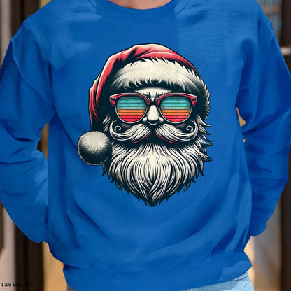 Christmas Shirts for Family, Funny christmas shirts, Christmas Unisex T-Shirt/Hoodie/Sweatshirt HLT00 - Santa Face Retro Sunglasses Christmas Xmas Men Women Kids T-Shirt