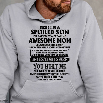 Spoiled Son Of Awesome Mom Shirt - Perfect Gift For Your Son From Mom DTSM02 (SKU-SPW-02)