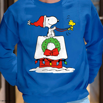 Christmas Shirts for Family, Funny christmas shirts, Christmas Unisex T-Shirt/Hoodie/Sweatshirt HLT00 - Peanuts Holiday Snoopy_s Doghouse Sleigh T-Shirt