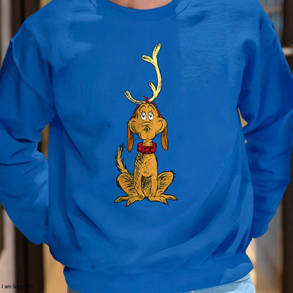 Christmas Shirts for Family, Funny christmas shirts, Christmas Unisex T-Shirt/Hoodie/Sweatshirt HLT00 - Dr. Seuss mens Classic Dr Seuss Reindeer Max T shirt, Black, Small US
