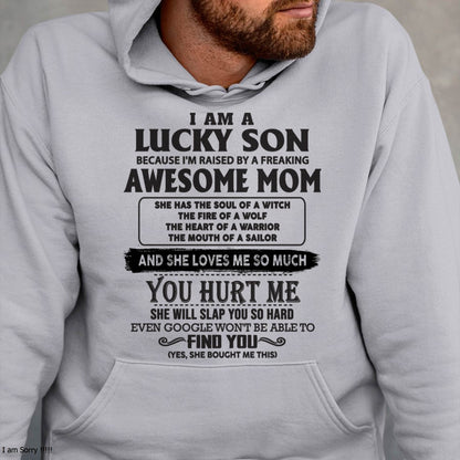 Raised by Awesome Mom Tee - Perfect Gift For Your Son DTSM00 (LUCKY SON NEW-00)