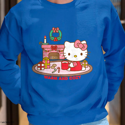 Christmas Shirts for Family, Funny christmas shirts, Christmas Unisex T-Shirt/Hoodie/Sweatshirt HLT00 - Hello Kitty Warm And Cozy Christmas T-Shirt