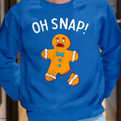 Christmas Shirts for Family, Funny christmas shirts, Christmas Unisex T-Shirt/Hoodie/Sweatshirt HLT00 - Gingerbread Man Oh Snap Christmas Funny Cookie Baking Gift Short Sleeve T-Shirt