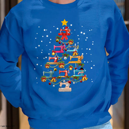 Christmas Shirts for Family, Funny christmas shirts, Christmas Unisex T-Shirt/Hoodie/Sweatshirt HLT00 - Funny Sewing Machine Christmas Tree Christmas Ornament Women T-Shirt