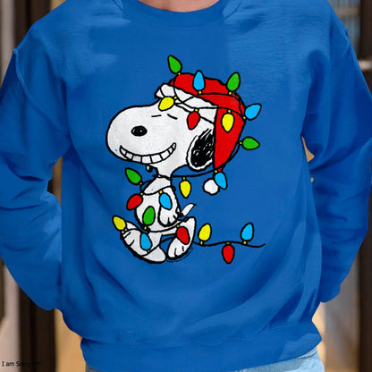 Christmas Shirts for Family, Funny christmas shirts, Christmas Unisex T-Shirt/Hoodie/Sweatshirt HLT00 - Peanuts - Christmas Snoopy X-Mas Lights Long Sleeve T-Shirt