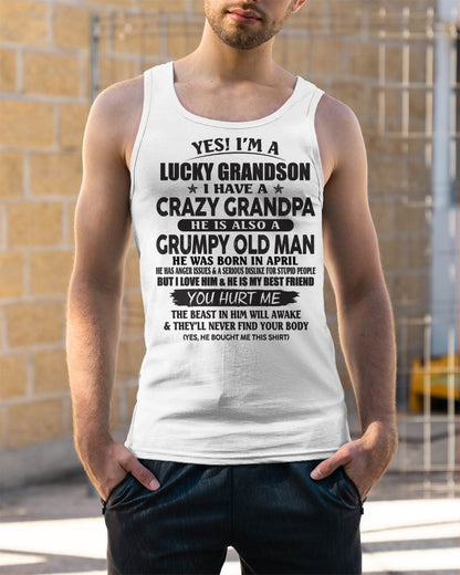 APRIL - LUCKY GRANDSON OF CRAZY GRANDPA -  PERFECT GIFT FROM GRANDPA - DTSM04 (SKU12-145-04)