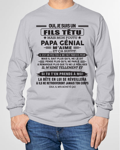 Oui, je suis un garçon têtu – T-shirt | Cadeau d’anniversaire de papa pour son fils - dtsm00 / fr00 (SKU12-260-00)