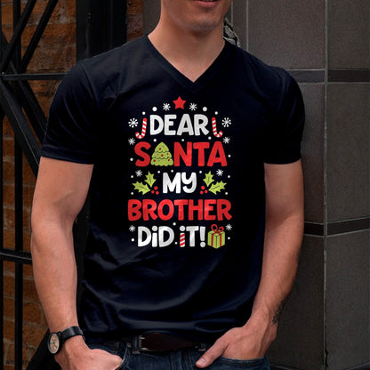 Christmas Shirts for Family, Funny christmas shirts, Christmas Unisex T-Shirt/Hoodie/Sweatshirt HLT00 - Dear Santa My Brother Did It Funny Christmas Girls Kids Boys Short Sleeve T-Shirt