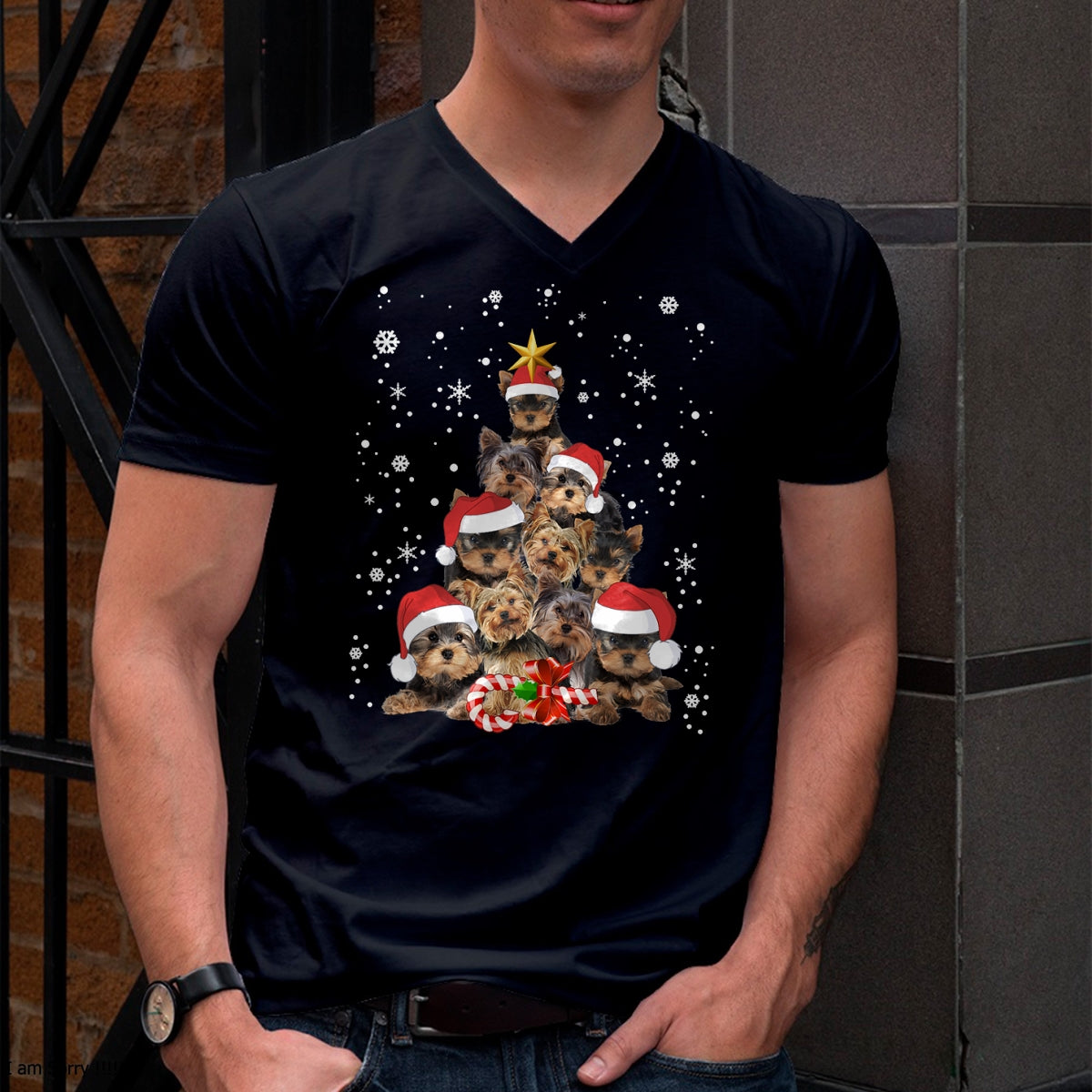 Christmas Shirts for Family, Funny christmas shirts, Christmas Unisex T-Shirt/Hoodie/Sweatshirt HLT00 - Yorkie Dogs Tree Christmas Sweater Xmas Pet Animal Dog Lover T-Shirt