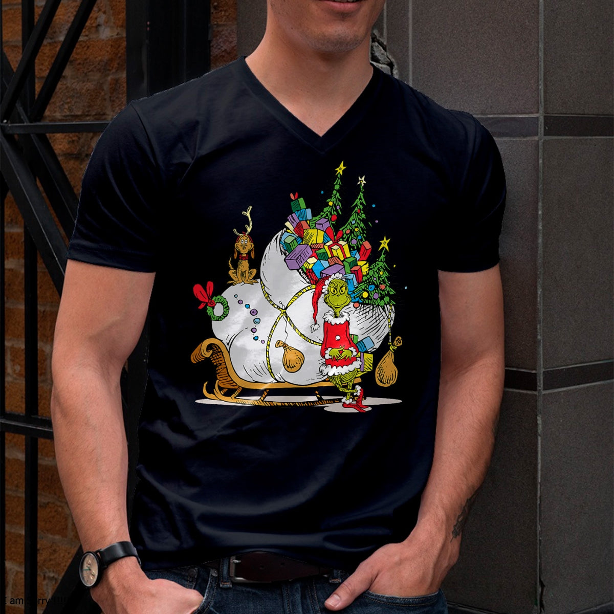 Christmas Shirts for Family, Funny christmas shirts, Christmas Unisex T-Shirt/Hoodie/Sweatshirt HLT00 - Dr. Seuss Grinch Sleigh T-shirt T-Shirt