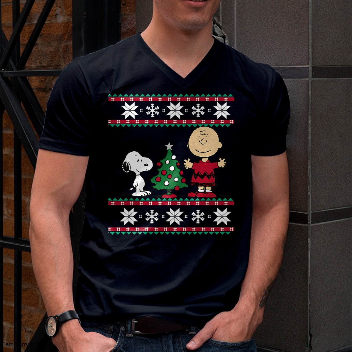 Christmas Shirts for Family, Funny christmas shirts, Christmas Unisex T-Shirt/Hoodie/Sweatshirt HLT00 - Peanuts Snoopy and Charlie Christmas tree Short Sleeve T-Shirt Blue