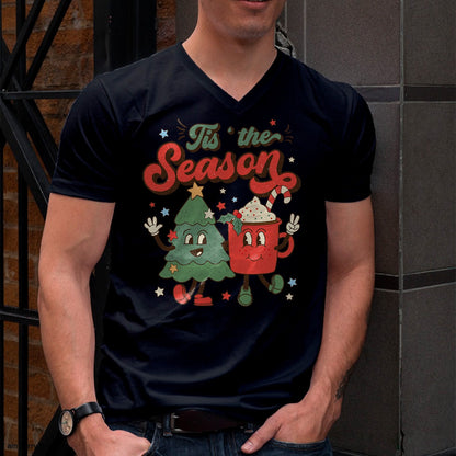 Christmas Shirts for Family, Funny christmas shirts, Christmas Unisex T-Shirt/Hoodie/Sweatshirt HLT00 - Vintage Christmas Tis The Season Christmas Tree Coffee Latte T-Shirt