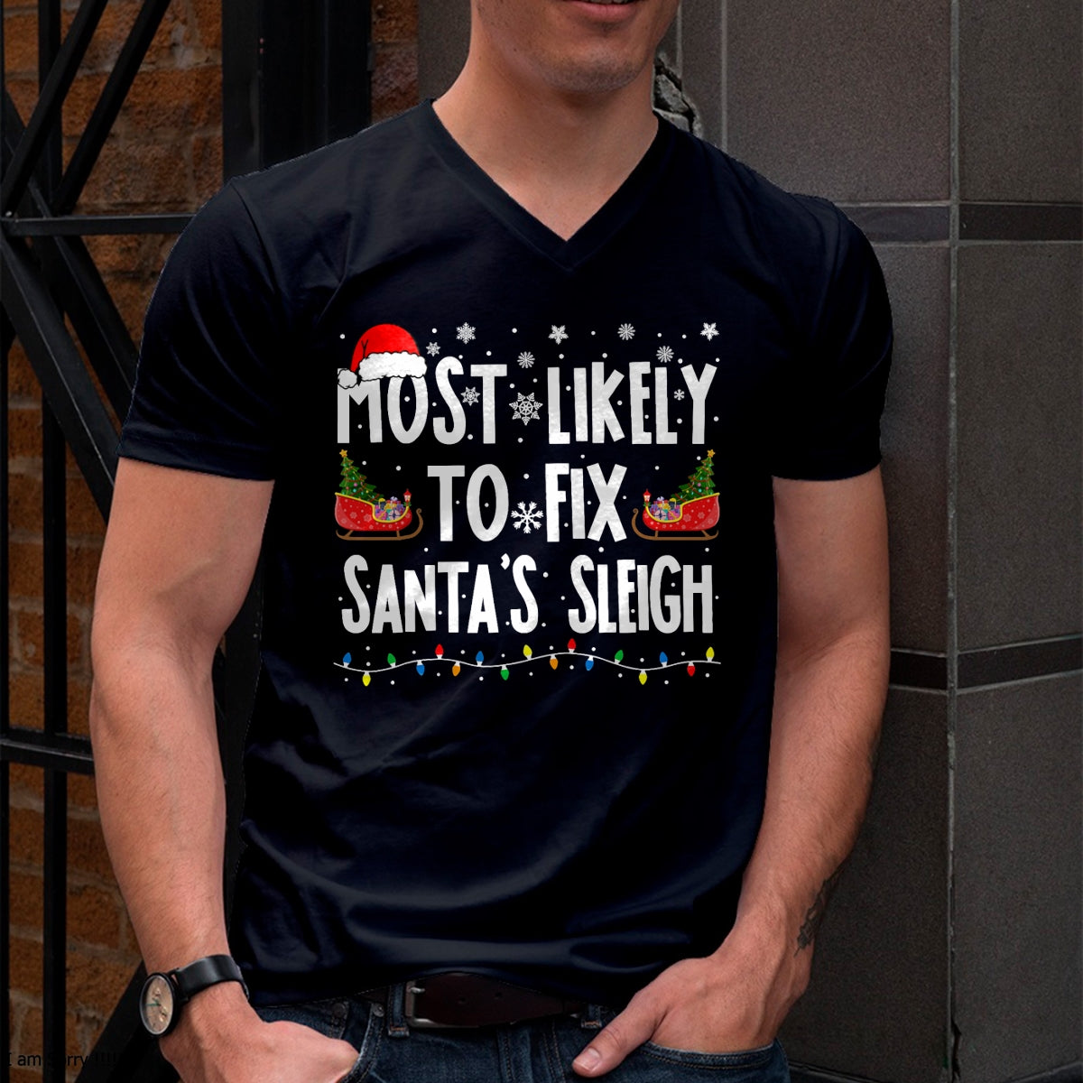 Christmas Shirts for Family, Funny christmas shirts, Christmas Unisex T-Shirt/Hoodie/Sweatshirt HLT00 - Most Likely to Fix Santa Sleigh Family Matching Christmas T-Shirt