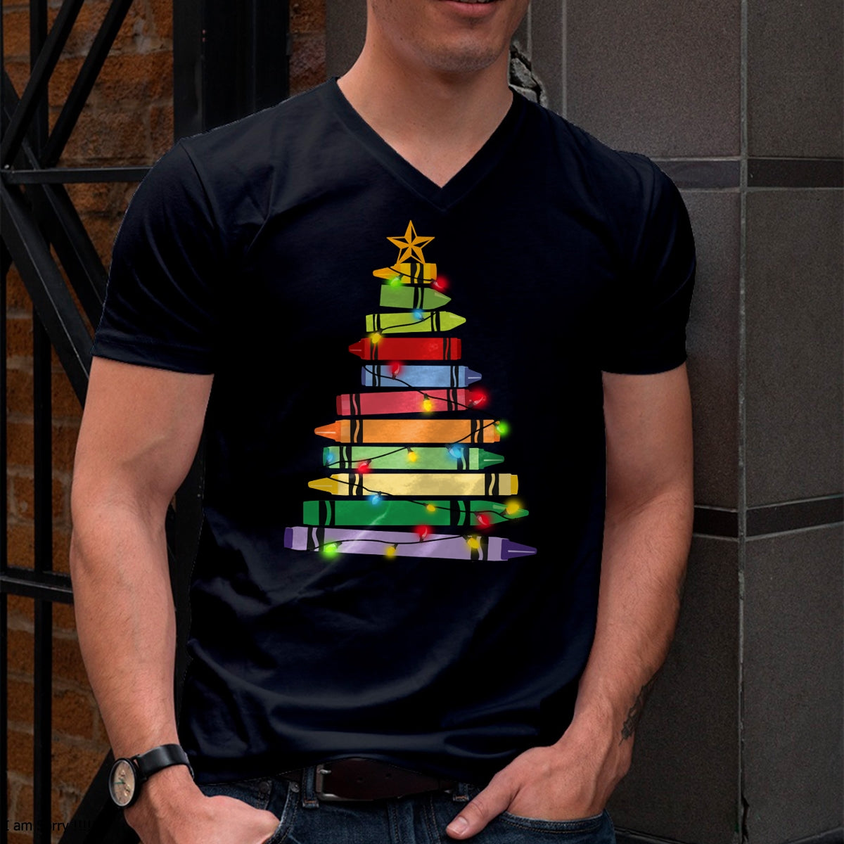 Christmas Shirts for Family, Funny christmas shirts, Christmas Unisex T-Shirt/Hoodie/Sweatshirt HLT00 - Teacher Christmas Tshirt Crayon Tree Light Gifts Student Long Sleeve T-Shirt