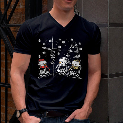 Christmas Shirts for Family, Funny christmas shirts, Christmas Unisex T-Shirt/Hoodie/Sweatshirt HLT00 -Faith Hope Love Jesus Snowman Plaid Leopard Christmas Gift T-Shirt