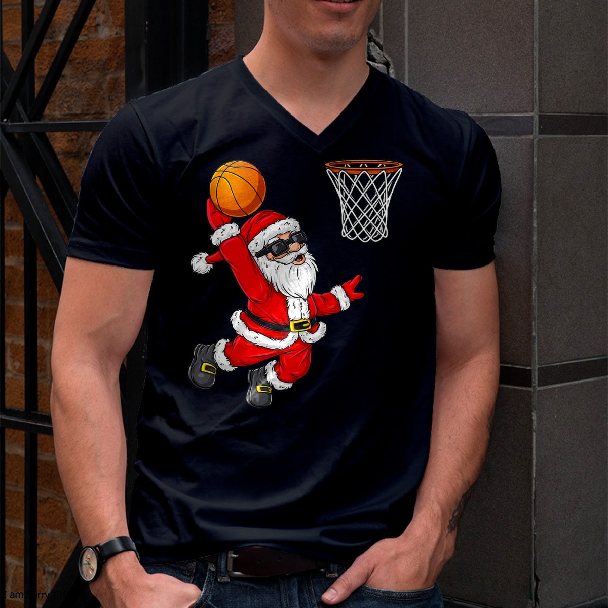 Christmas Shirts for Family, Funny christmas shirts, Christmas Unisex T-Shirt/Hoodie/Sweatshirt HLT00 - Christmas Santa Claus Dunking A Basketball Boys Kids Xmas T-Shirt