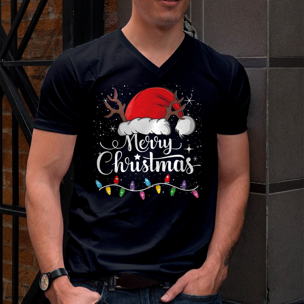 Christmas Shirts for Family, Funny christmas shirts, Christmas Unisex T-Shirt/Hoodie/Sweatshirt HLT00 - Merry Christmas Red Santa Hat Reindeer Xmas Family Men Women T-Shirt