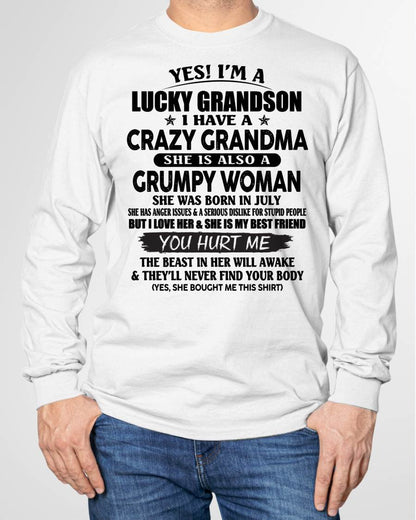 JULY - LUCKY GRANDSON OF CRAZY GRANDMA -  PERFECT GIFT FROM GRANDMA - DTSM07 (SKU12-113-07)