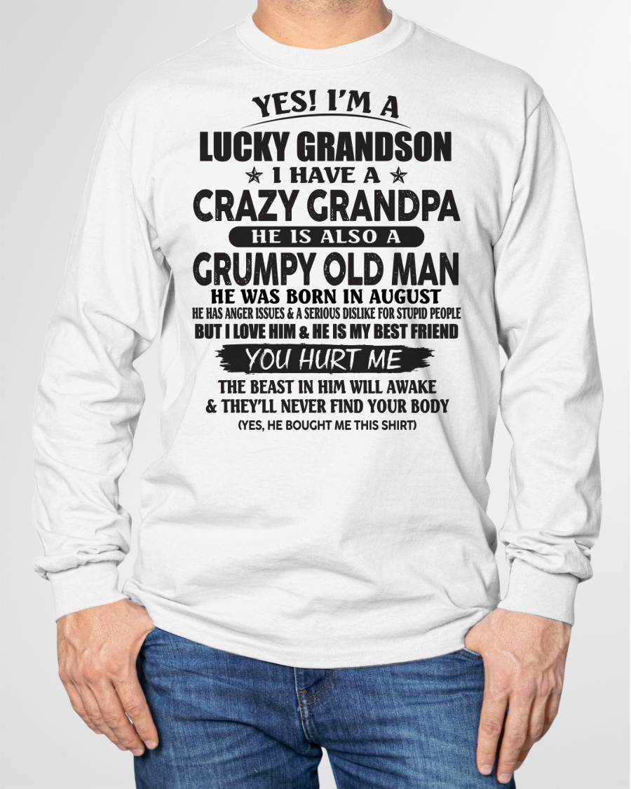 AUGUST - LUCKY GRANDSON OF CRAZY GRANDPA -  PERFECT GIFT FROM GRANDPA - DTSM08 (SKU12-145-08)