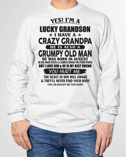 AUGUST - LUCKY GRANDSON OF CRAZY GRANDPA -  PERFECT GIFT FROM GRANDPA - DTSM08 (SKU12-145-08)