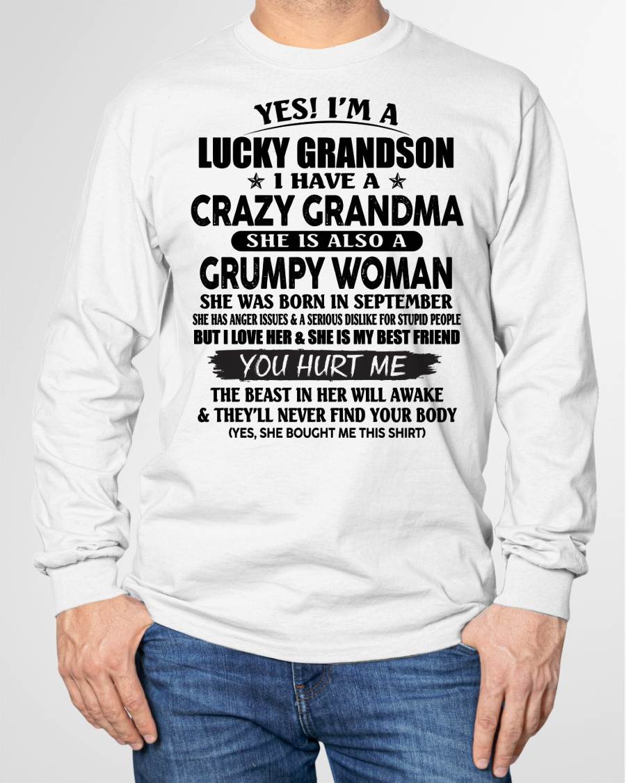 SEPTEMBER - LUCKY GRANDSON OF CRAZY GRANDMA -  PERFECT GIFT FROM GRANDMA - DTSM09 (SKU12-113-09)