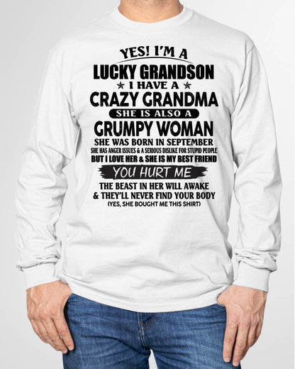 SEPTEMBER - LUCKY GRANDSON OF CRAZY GRANDMA -  PERFECT GIFT FROM GRANDMA - DTSM09 (SKU12-113-09)