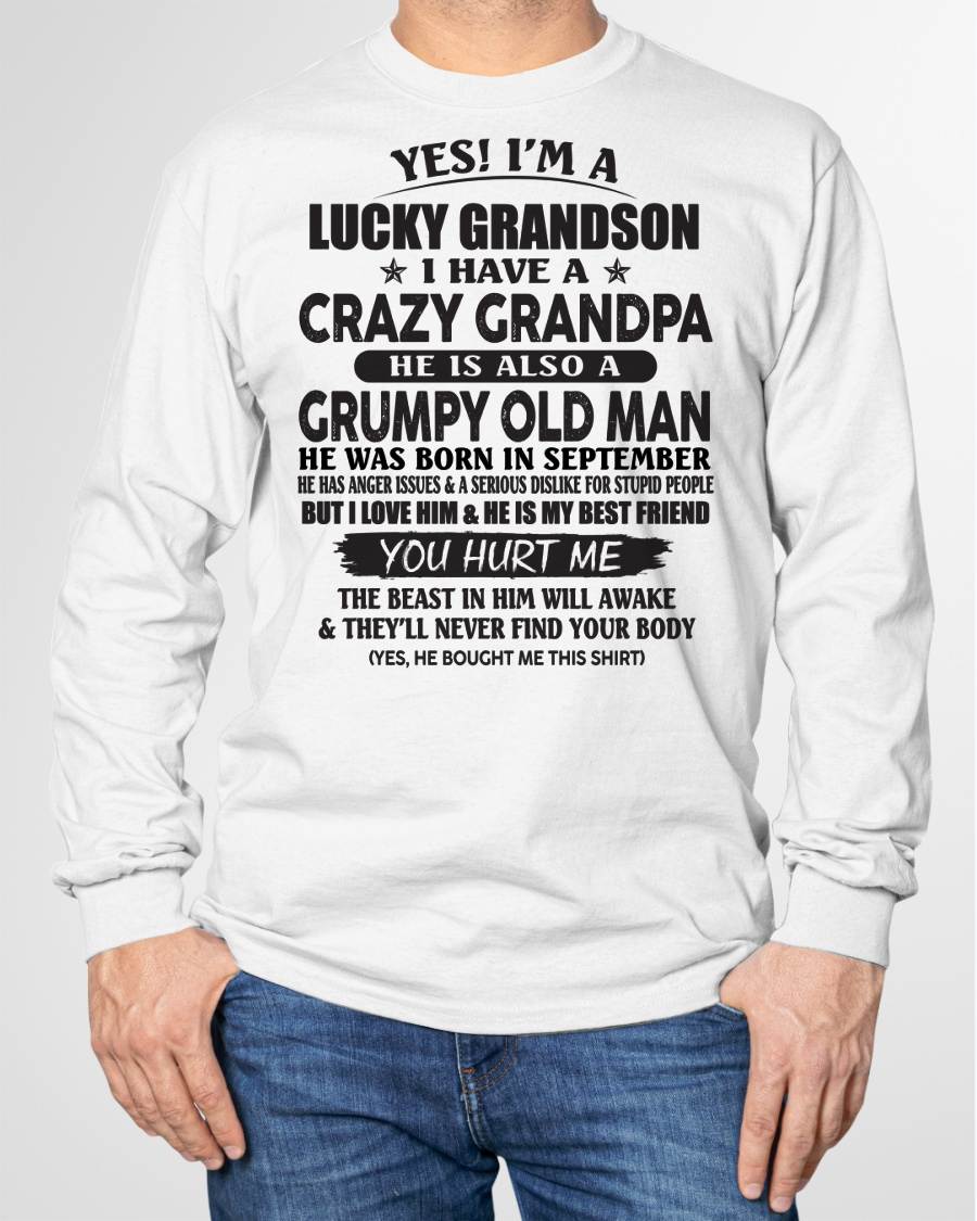 SEPTEMBER - LUCKY GRANDSON OF CRAZY GRANDPA -  PERFECT GIFT FROM GRANDPA - DTSM09 (SKU12-145-09)