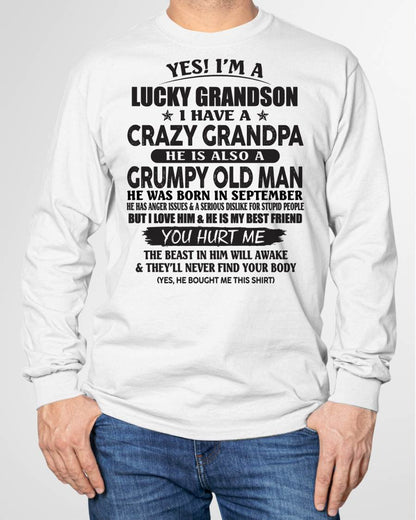 SEPTEMBER - LUCKY GRANDSON OF CRAZY GRANDPA -  PERFECT GIFT FROM GRANDPA - DTSM09 (SKU12-145-09)