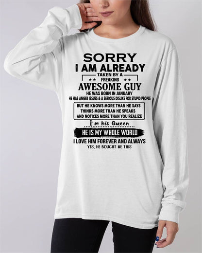 January - Taken by an Awesome Guy Shirt - Perfect Gift From Husband DTSM01 (SKUT08-11-01)