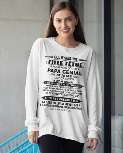 MARS - Oui, je suis une fille têtue – T-shirt | Cadeau d’anniversaire de papa pour sa fille - dtsm03 / fr03 (SKU12-214-03)