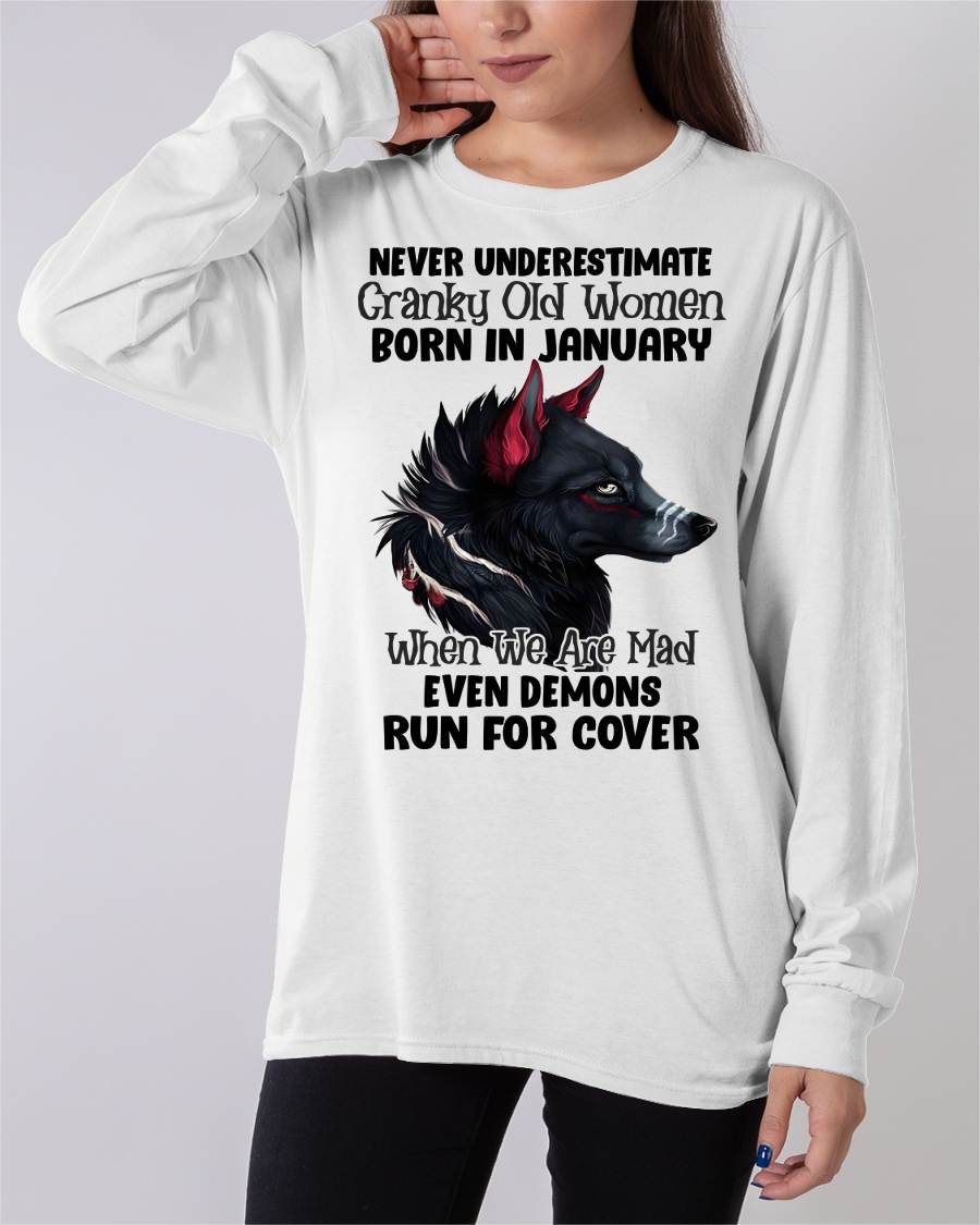 Never Underestimate Cranky Old Women Born In January – Birthday T-Shirt for Women - DTSM01 (SKU2603-45-01)