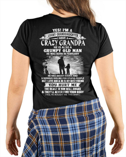 FEBRUARY - LUCKY GRANDDAUGHTER OF CRAZY GRANDPA - PERFECT GIFT FOR YOUR GRANDDAUGHTER FROM GRANDPA - DTSM02 (SKU2604-77-02)