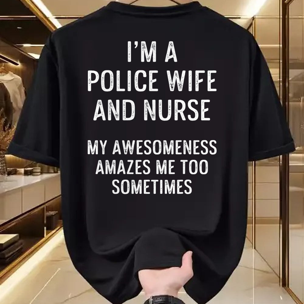 Funny Nurse Shirt, Nurse Unisex T-Shirt/Hoodie/Sweatshirt HLT00 - Police Wife Nurse Life Sometimes RN Mom T-Shirt